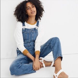 Madewell straight leg denim overalls hickory wash
